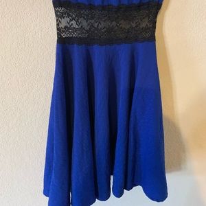 Blue and black lace homecoming dress